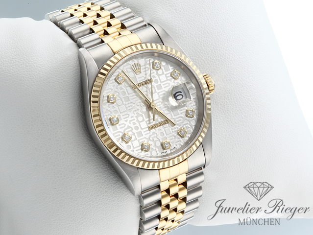 Bild 3 der Galerie: Rolex Datejust 36 mm 16233 1999 Diamanten Stahl Gelbgold 750 Automatik Gold