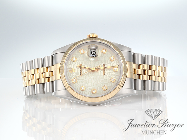 Bild 4 der Galerie: Rolex Datejust 36 mm 16233 1999 Diamanten Stahl Gelbgold 750 Automatik Gold