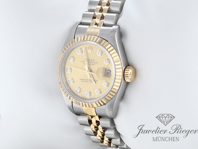 Bild 2 der Galerie: Rolex Lady Datejust Edelstahl Gelbgold 750 Diamanten 1998 Automatik Gold