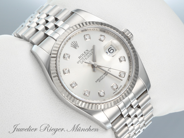 Bild 3 der Galerie: Rolex Datejust 36 mm 116234 2015 Stahl Weissgold 750 Diamanten Automatik Gold