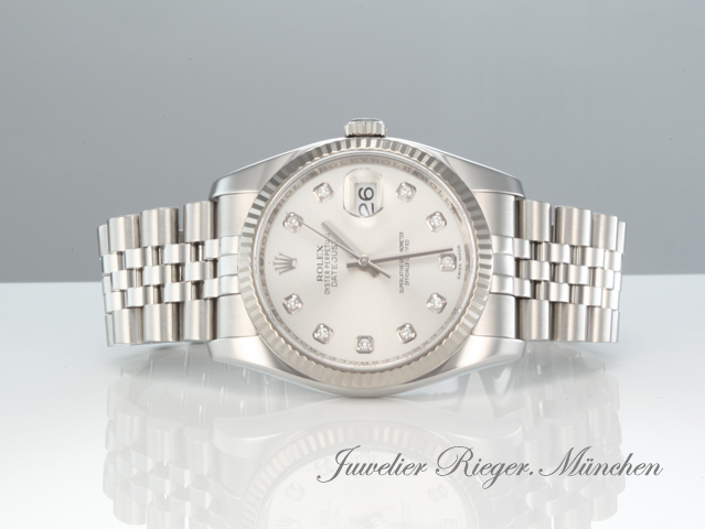 Bild 4 der Galerie: Rolex Datejust 36 mm 116234 2015 Stahl Weissgold 750 Diamanten Automatik Gold