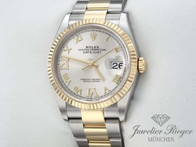 Image 2 of gallery: Rolex Datejust 36 126233 2025 Edelstahl Gelbgold 750 Diamanten Automatik Gold