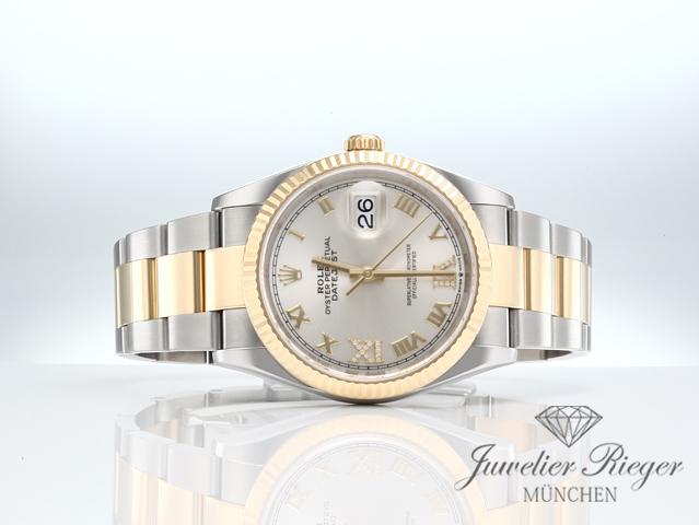 Image 4 of gallery: Rolex Datejust 36 126233 2025 Edelstahl Gelbgold 750 Diamanten Automatik Gold
