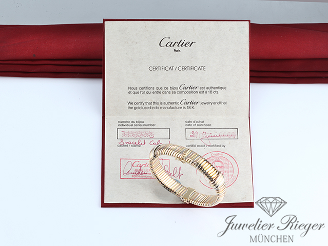 Bild 4 der Galerie: Cartier Armreif Tubogas Gelbgold Rosegold Weissgold 750 Größe 17,5 cm Damen Gold