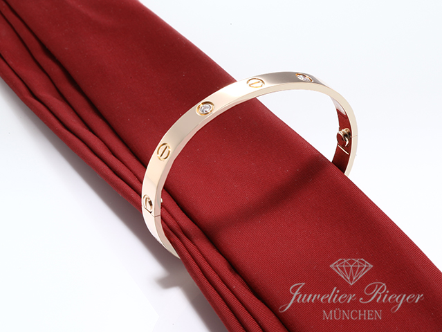 Bild 2 der Galerie: Cartier Armreif Love Rosegold 750 4 Diamanten Größe 17 2015 Gold Armband