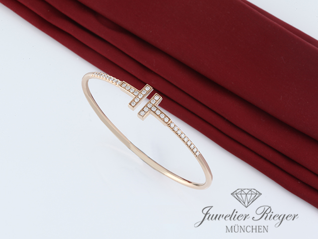 Bild 3 der Galerie: Tiffany & Co. T Wire Armreif Rosegold 750 Gr Medium Diamanten 0,48 ct Brillanten