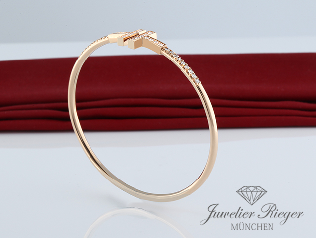 Bild 5 der Galerie: Tiffany & Co. T Wire Armreif Rosegold 750 Gr Medium Diamanten 0,48 ct Brillanten
