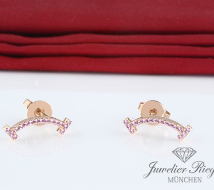 . Tiffany & Co. Ohrringe T Smile Rosegold 750 rosa Saphire Gold Ohrstecker