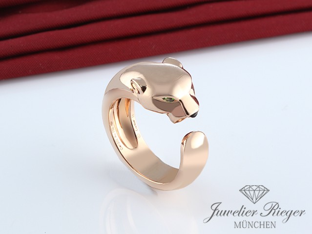 Bild 1 der Galerie: Cartier Ring Panthere Rosegold 750 Größe 56 2018 B4215956 Onyx Tsavorit Gold