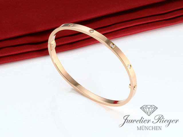 Bild 1 der Galerie: Cartier Armreif Love SM Rosegold 750 10 Diamanten Größe 17 2018 Gold Damen