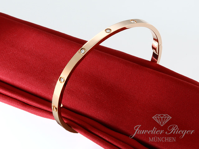 Bild 2 der Galerie: Cartier Armreif Love SM Rosegold 750 10 Diamanten Größe 17 2018 Gold Damen