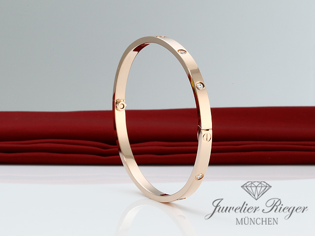 Bild 3 der Galerie: Cartier Armreif Love SM Rosegold 750 10 Diamanten Größe 17 2018 Gold Damen