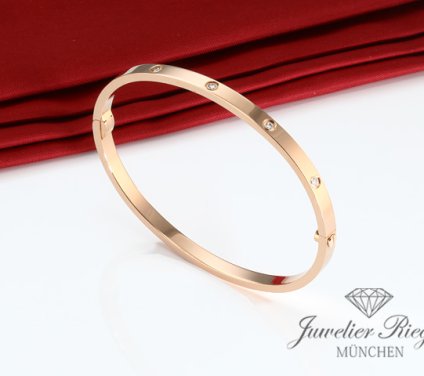 . Cartier Armreif Love SM Rosegold 750 10 Diamanten Größe 17 2018 Gold Damen