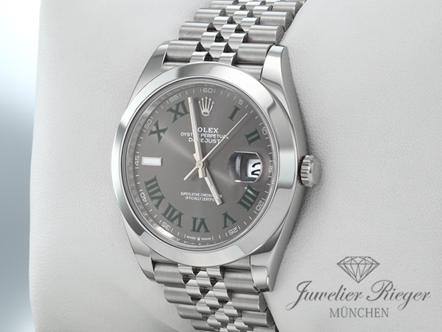 Bild 2 der Galerie: Rolex Datejust 41 mm 126300 2022 Edelstahl Wimbledon Automatik Stahl