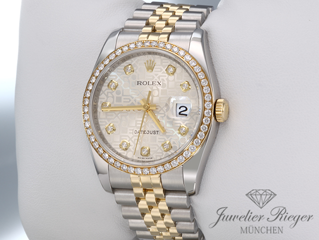 Image 2 of gallery: Rolex Datejust 36 mm 116243 2015 Stahl Gelbgold 750 Diamanten Automatik Gold