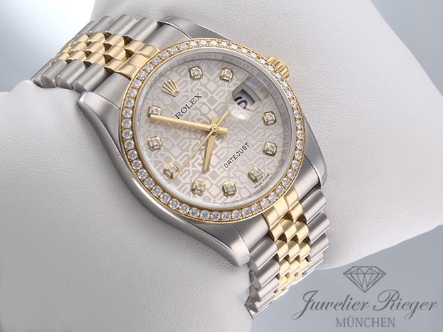 Image 3 of gallery: Rolex Datejust 36 mm 116243 2015 Stahl Gelbgold 750 Diamanten Automatik Gold