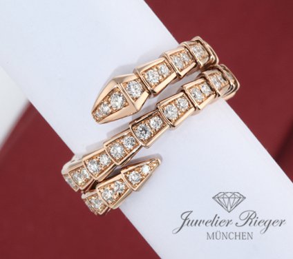 . Bulgari Ring Serpenti Viper Rosegold 750 Gr M 2020 Diamanten Brillanten Gold