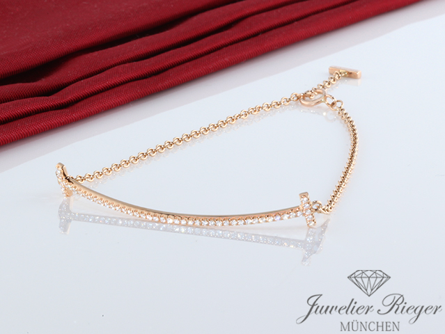 Bild 1 der Galerie: Tiffany & Co. T Smile Armband Rosegold 750 Gr Medium Diamanten 0,12ct Brillanten