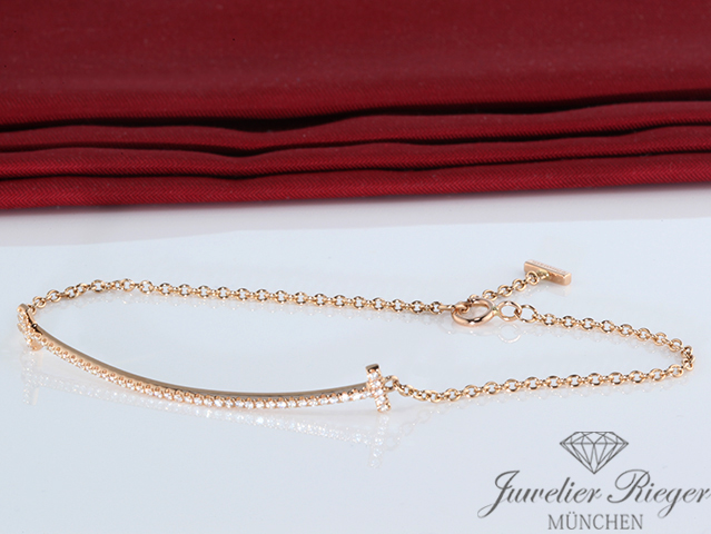 Bild 3 der Galerie: Tiffany & Co. T Smile Armband Rosegold 750 Gr Medium Diamanten 0,12ct Brillanten