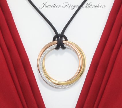 . Cartier Collier Trinity Gelbgold Rosegold Weissgold 750 Diamanten Gold