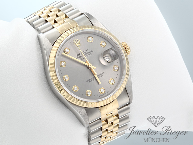 Bild 3 der Galerie: Rolex Datejust 36 mm 16233 2001 Diamanten Stahl Gelbgold 750 Automatik Gold