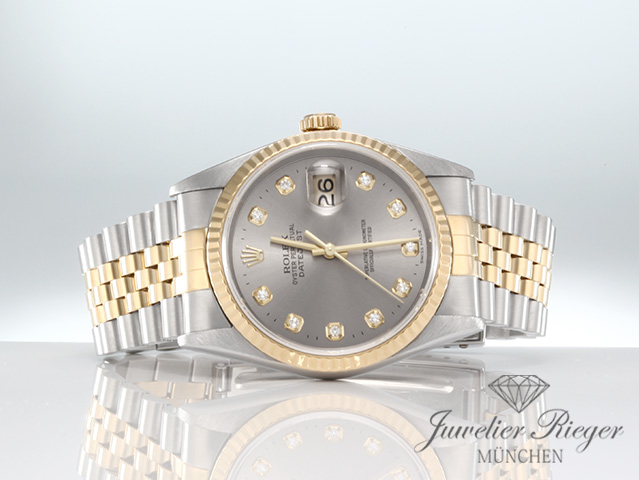 Bild 4 der Galerie: Rolex Datejust 36 mm 16233 2001 Diamanten Stahl Gelbgold 750 Automatik Gold