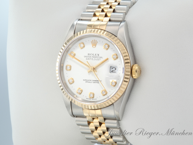 Bild 2 der Galerie: Rolex Datejust 36 mm 16233 1998 Diamanten Stahl Gelbgold 750 Automatik Gold