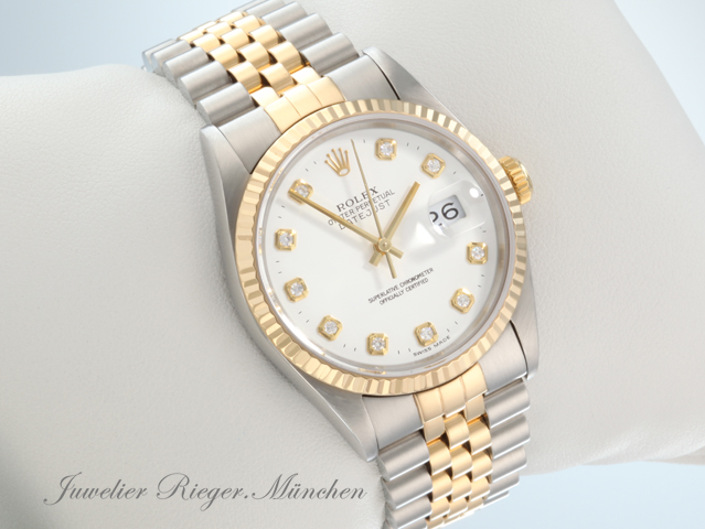 Bild 3 der Galerie: Rolex Datejust 36 mm 16233 1998 Diamanten Stahl Gelbgold 750 Automatik Gold
