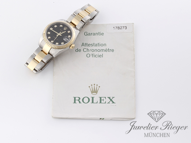 Bild 7 der Galerie: Rolex Medium Datejust 31 mm 178273 Edelstahl Gelbgold 750 Diamanten Gold Stahl