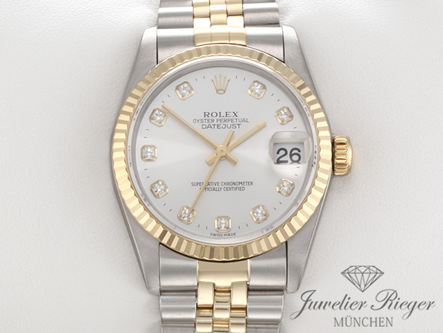 Bild 1 der Galerie: Rolex Medium Datejust 31 mm 1999 Stahl Gelbgold 750 Diamanten Automatik