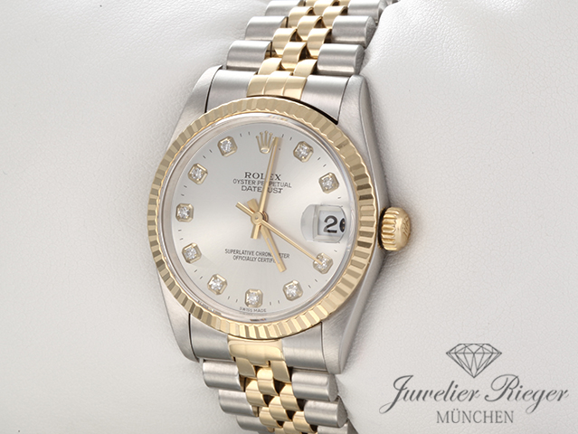Bild 2 der Galerie: Rolex Medium Datejust 31 mm 1999 Stahl Gelbgold 750 Diamanten Automatik