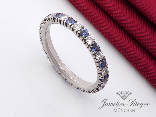 Bild 1 der Galerie: Cartier Ring Etincelle Platin 950 Diamanten Saphire Gr 53 Breite 2,6 mm 2024