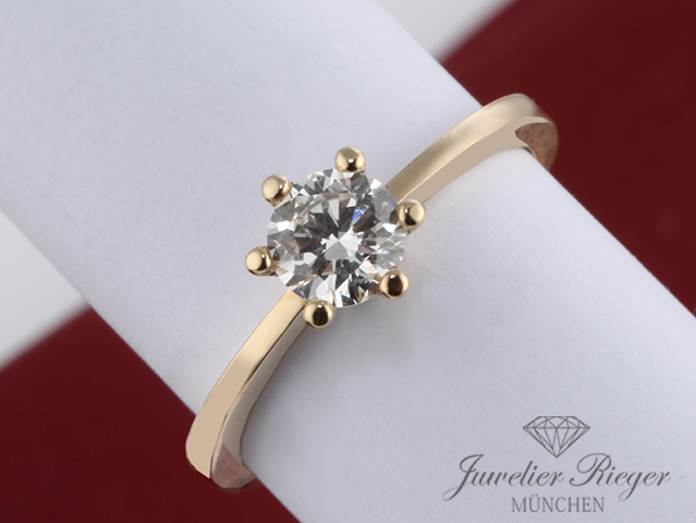 Bild 1 der Galerie: Wundervoller Solitär Ring Gelbgold 750 Diamant 0,67 ct Brillant Gr. 55 Gold
