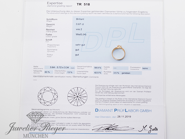 Bild 5 der Galerie: Wundervoller Solitär Ring Gelbgold 750 Diamant 0,67 ct Brillant Gr. 55 Gold