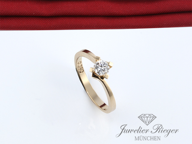Bild 3 der Galerie: Wundervoller Solitär Ring Gelbgold 750 Diamant 0,35 ct Brillant Gr. 54 Gold