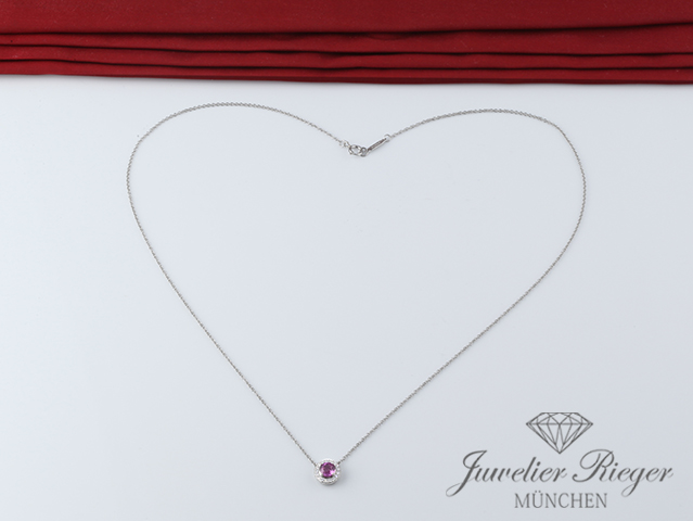 Bild 5 der Galerie: Tiffany & Co. Soleste Collier Platin 950 rosa Saphir Diamanten Solitär Kette