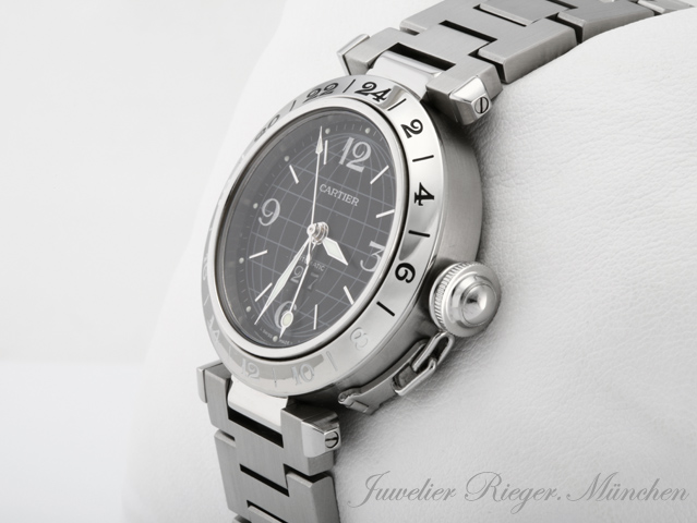 Bild 2 der Galerie: Cartier Pasha C GMT 35 mm W31049M7 Edelstahl Automatik Damen Stahl