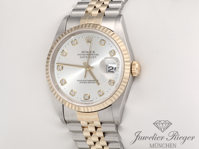 Bild 2 der Galerie: Rolex Datejust 36 mm 16233 1996 Diamanten Stahl Gelbgold 750 Automatik Gold