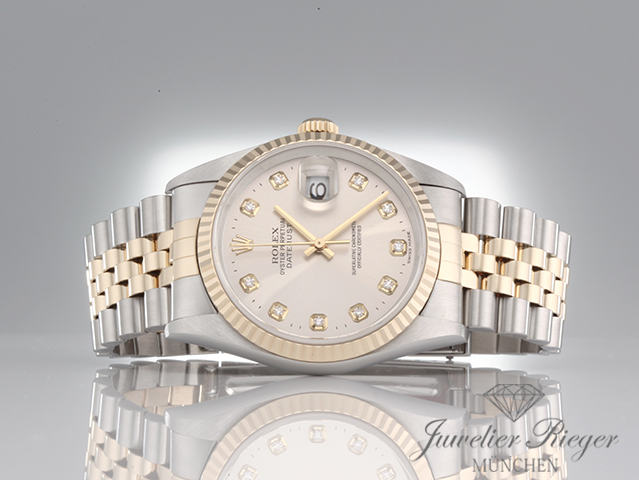 Bild 4 der Galerie: Rolex Datejust 36 mm 16233 1996 Diamanten Stahl Gelbgold 750 Automatik Gold