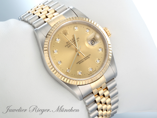 Bild 2 der Galerie: Rolex Datejust 36 mm 16233 2002 Stahl Gelbgold 750 Diamanten Automatik
