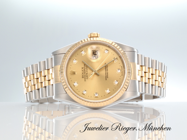 Bild 4 der Galerie: Rolex Datejust 36 mm 16233 2002 Stahl Gelbgold 750 Diamanten Automatik