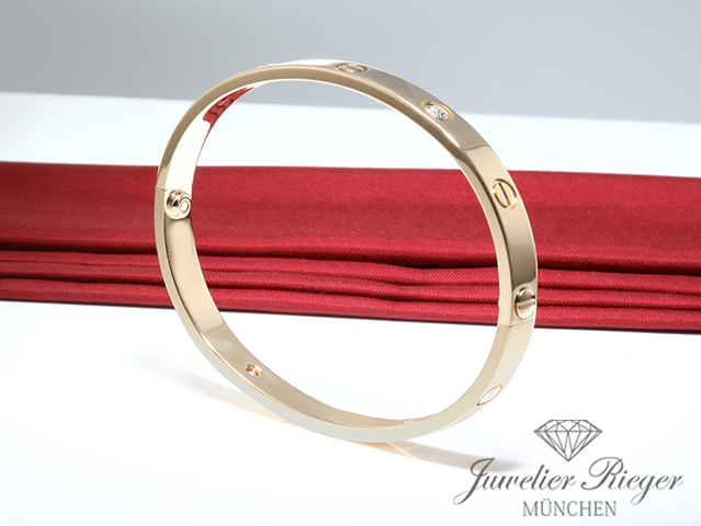 Bild 3 der Galerie: Cartier Armreif Love Gelbgold 750 Größe 16 4 Diamanten Gold Armband