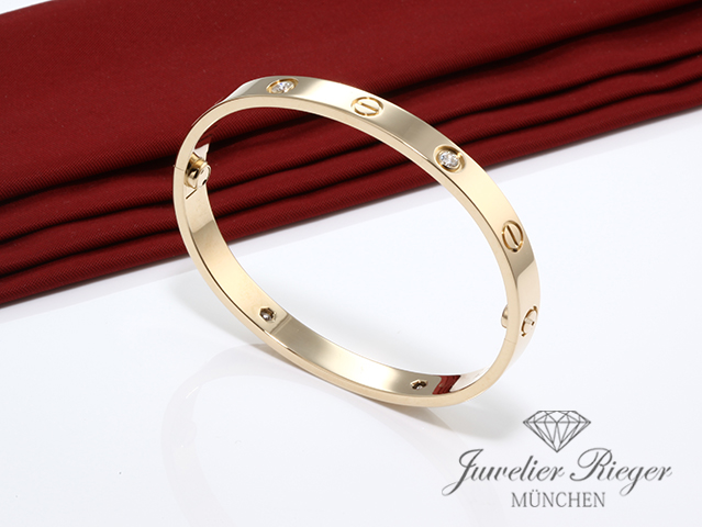 Bild 3 der Galerie: Cartier Armreif Love Gelbgold 750 Größe 17 2010 4 Diamanten Gold Armband