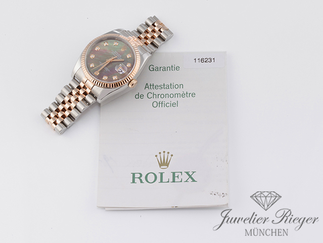 Bild 7 der Galerie: Rolex Datejust 36 mm 116231 Stahl Rosegold 750 Perlmutt Diamanten Automatik