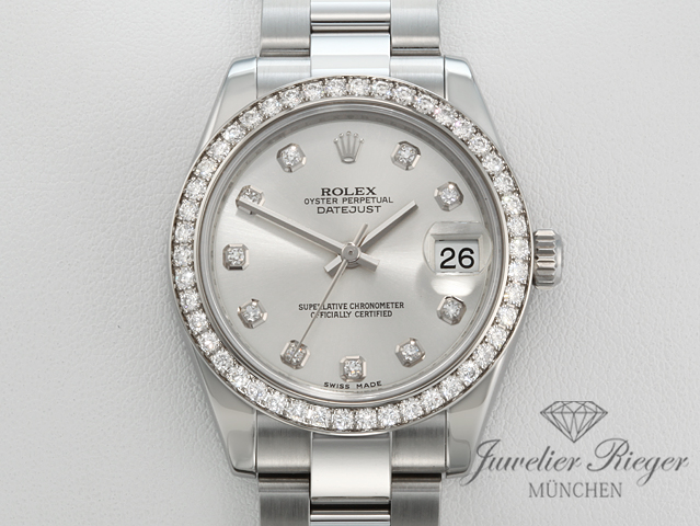 Bild 1 der Galerie: Rolex Medium Datejust 31 mm 178384 2010 Stahl Weissgold 750 Diamanten Gold