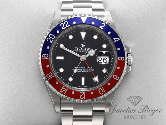 Bild 1 der Galerie: Rolex GMT Master II Stahl 16710 T Pepsi 2005 Automatik Zweite Zeitzone blau rot