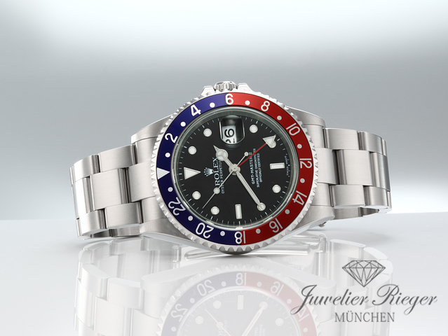 Bild 4 der Galerie: Rolex GMT Master II Stahl 16710 T Pepsi 2005 Automatik Zweite Zeitzone blau rot