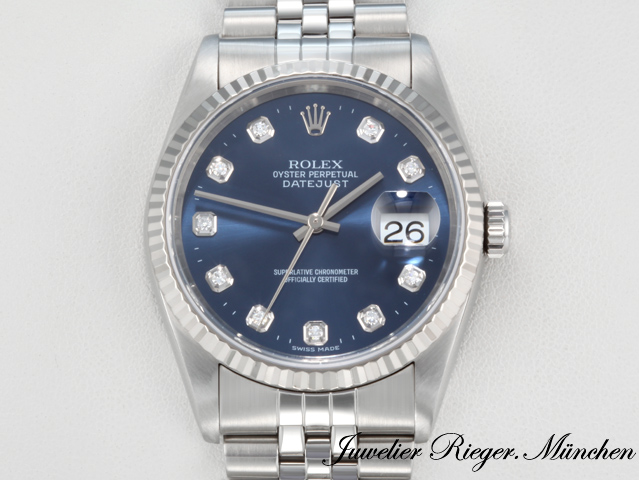 Bild 1 der Galerie: Rolex Datejust 36 mm 16234 1998 Stahl Weissgold 750 Diamanten Automatik
