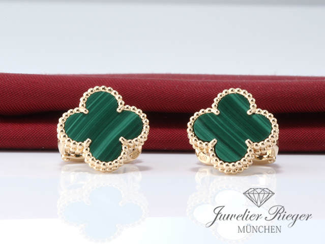 Bild 1 der Galerie: Van Cleef & Arpels Ohrringe Vintage Alhambra Gelbgold 750 Malachit VCARO3QL00