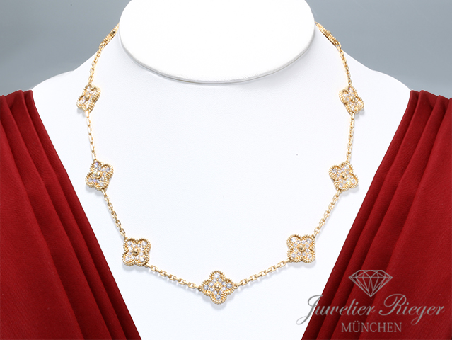 Bild 1 der Galerie: Van Cleef & Arpels Collier Vintage Alhambra Gelbgold 750 Diamanten VCARA42300